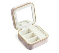 Boite A Bijoux Coffret à bijoux en velours personnalisé Cadeau de vacances Lait Café Classique Double Couleur Voyage Bague Collier Étui de rangement(GRAY)