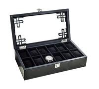 Boîte à bijoux Coffret à montres en bois à 12 compartiments, présentoir à bijoux, organiseur de bracelets, fermoir métallique, 12 coussins amovibles avec couvercle en verre