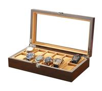 Boîte à bijoux Coffret à montres en bois, couvercle en verre, présentoir à bijoux de luxe, boîte de rangement avec 12 coussins de rangement amovibles et fermoir métallique verrouillable