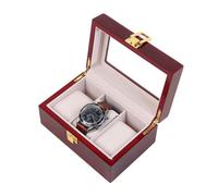 Boîte à bijoux Coffret de rangement de luxe for 3 montres, présentoir à bijoux en bois, plateau en verre, 3 coussins de rangement amovibles et fermoir métallique verrouillable