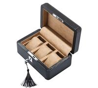 Boîte à bijoux Coffret de rangement for 3 montres et bijoux, plateau for bracelets en fibre de carbone avec 3 coussins de rangement amovibles et serrure métallique verrouillable(Beige)