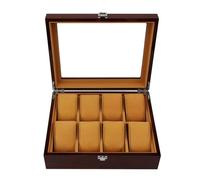 Boîte à bijoux Coffret de rangement for 8 montres, bijoux, bracelet, couvercle en verre avec 8 coussins de rangement amovibles et plateau en verre, boucle métallique verrouillable