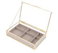 Boîte à Bijoux Coffret Multi-rangement à 6 Compartiments en Verre