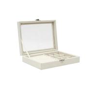 Boîte à bijoux crème intérieur feutrine et couvercle transparent - -