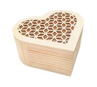 Boite à bijoux - CTOP - Coeur - Bois ciselé - 15x14,5x7cm - A décorer et personnaliser