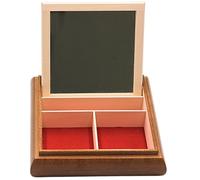 Boîte à bijoux de qualité supérieure - En bois plaqué - Avec miroir - 3 compartiments et ornement - Motif roses - Marron - 20 x 20 x 5 cm