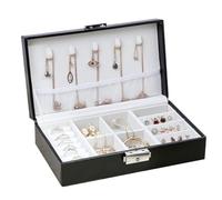 Boîte à Bijoux de Voyage en Cuir for Femmes, Organiseur de Maquillage rectangulaire for Colliers, bagues, Boucles d'oreilles, présentoir, Coffret Cadeau