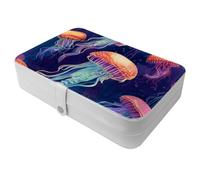 Boîte à bijoux de voyage Marine Jellyfish-1361 - Compact et portable - Rangement idéal pour bagues, boucles d'oreilles, colliers - Étui de rangement parfait pour les filles et les femmes - 1 paquet