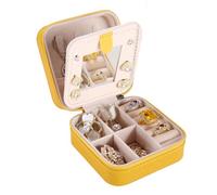 Boîte à bijoux de voyage - Petite boîte à bijoux de voyage - Cadeau pour filles et femmes - Avec miroir (jaune)