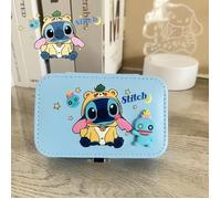 Boîte à bijoux de voyage pour femmes Stitch - Fabriquée en cuir PU - Peut contenir des boucles d'oreilles, des colliers, etc 01