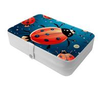 Boîte à bijoux de voyage rouge Seven Star Ladybug-1407. Étui de rangement portable parfait pour bagues, boucles d'oreilles, colliers, pour filles et femmes à la mode en déplacement - 1 paquet,