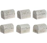 Boîte à bijoux DKD Home Decor blanc or aluminium bois de manguier 7,5 x 5,3 x 5,3 cm (6 pièces)