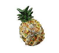 Boîte à bijoux élégante en forme d'ananas pour femme, décorée de diamants en métal avec sections faciles d'accès, organisateur de bijoux serti de diamants Boîte en métal avec motif ananas