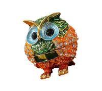 Boîte à bijoux en alliage sur le thème du hibou, étui décoratif sécurisé pour bracelets et boucles d ' oreilles, collections de diamants incrustés, boîte à bijoux en alliage en forme de hibou avec de
