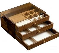 BoîTe à Bijoux en Bois avec 1 à 8 Tiroirs, Grand Coffret de Rangement pour Bijoux PréCieux, Styles VariéS(3 Layer A)