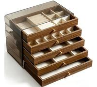 BoîTe à Bijoux en Bois avec 1 à 8 Tiroirs, Grand Coffret de Rangement pour Bijoux PréCieux, Styles VariéS(5 Layer A)