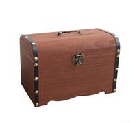 Boîte à bijoux en bois avec grand espace de rangement style rétro pour ranger les pièces de monnaie des enfants (17,5 x 13 x 12,5)