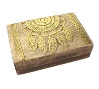 Boîte à bijoux en bois avec motif attrape-rêves 21 x 13,5 x 6 cm