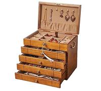 Boîte à Bijoux en Bois Boîte de Rangement en Bois Dressing Box à Bijoux Vintage avec Serrure pour le Stockage et L'organisation