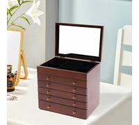 Boîte à bijoux en bois Boîte de rangement pour bijoux Vintage Retro Boîte à bijoux portable classique Organisateur de bijoux Boîte à bijoux avec tiroir