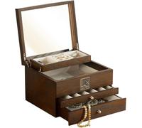 Boîte à Bijoux en Bois de Luxe, Organiseur de Maquillage, boîte à Bijoux en Velours, for Colliers, bagues, Boucles d'oreilles, Montres, étui de Rangement for Bijoux