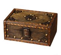 Boîte à bijoux en bois fabriquée à la main pour homme et femme - Coffre au trésor vintage - Boîte de rangement - 18 x 12 x 8 cm