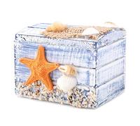 Boîte à Bijoux en Bois Méditerranéen, Style Étoile de Mer, Rangement Portable, 7,3 x 5,5 x 5,2 cm, pour Bijoux, Bonbons et Mini Cadeaux