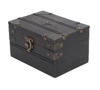 Boîte à bijoux en bois rétro Vintage Boîte à trésors Boîte de rangement Organisateur Container Case Chest Trinket Box for Girls Girlfriend Women Grey