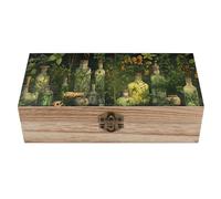 Boîte à bijoux en bois vert enchanté, style apothicaire, avec couvercle à charnière. Coffret souvenir en bois naturel, style antique, idéal pour la décoration intérieure, les bijoux, les créations et