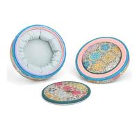 Boîte à bijoux en brocart vintage, vitrine ronde brodée avec protection complète en éponge for bracelets en jade Rangement de bijoux(Roze)