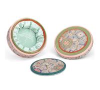 Boîte à bijoux en brocart vintage, vitrine ronde brodée avec protection complète en éponge for bracelets en jade Emballage cadeau(Groen)