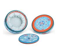 Boîte à bijoux en brocart vintage, vitrine ronde brodée avec protection complète éponge for bracelets jade(Oranje)