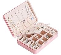 Boîte à Bijoux en Cuir avec Miroir, Organiseur de Bijoux, boîte de Rangement for Colliers, Boucles d'oreilles, Clous, bagues, Bracelets, Coffret Cadeau