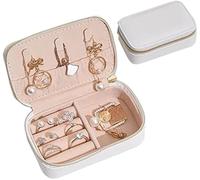 Boîte à Bijoux en Cuir, Organiseur de Rangement Portable for Voyage, for bagues, Colliers, Bracelets, Boucles d'oreilles
