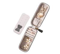 Boîte à bijoux en cuir PU boîte à bijoux pour femme rangement de bijoux de voyage petite boîte à bijoux boîte à bijoux pour femme, adaptée aux bagues, boucles d'oreilles, colliers, montres-gris