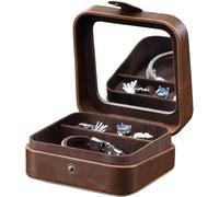 Boîte à Bijoux en Cuir PU, étui à Bijoux de Voyage, boîte à Bijoux, Organisateur, présentoir, étui de Rangement, Miroir intégré