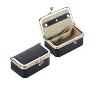 Boîte à Bijoux en Cuir véritable, Mini étui for bagues, Colliers et Boucles d'oreilles, Porte-Monnaie Kiss Lock for Femmes