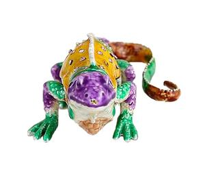 Boîte à Bijoux en émail Lézard au Design Exotique, Fermeture Magnétique pour Bagues, Boucles D'oreilles, Colliers, Idéale pour les Amateurs de Reptiles, Alliage 3,4 X 9,8 X 6 cm. (COLORFUL)