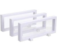 Boîte à bijoux en film PE, Boîte d'affichage à cadre flottant 3D, mallette de rangement, paquet 3, noir et blanc, plusieurs tailles(18x7x2cm (White))