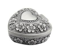 Boîte à bijoux en forme de cœur, vintage Aveson, boîte à bijoux bague, petite boîte à bijoux, organiseur, coffret de cadeau de Noël, Argenté.