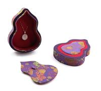 Boîte à bijoux en forme de gourde, étui de rangement en satin de coton jacquard brocart Song for colliers, bracelets et petits accessoires Emballage cadeau(Lila)