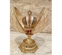 Boîte à bijoux en forme d'œuf de Fabergé faite à la main - Œuf de Pâques russe - Pour homme - Idée cadeau d'anniversaire pour homme - Cadeau de remise de diplôme pour lui - Or 24 carats - 336 cristaux