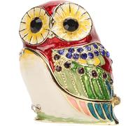 Boîte à bijoux en métal en forme de hibou brillant exquis de zinc pour la décoration de table