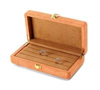 Boîte à bijoux en microfibre avec fermoir métallique, élastique et bouton-pression for ranger bracelets, bagues, colliers et pendentifs. Emballage cadeau(Oranje,405g)