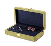 Boîte à bijoux en microfibre avec fermoir métallique, élastique et bouton-pression for ranger bracelets, bagues, colliers et pendentifs. Emballage cadeau(Groen,405g)