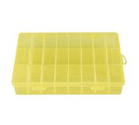 Boîte à bijoux en plastique réglable à 24 grilles, compartiment détachable, étui de rangement bleu anti-poussière avec anneau de suspension pour boucles d'oreilles, perles, (Yellow)
