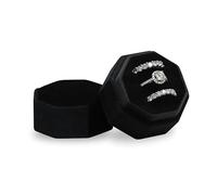 Boîte à bijoux en velours à 3 emplacements pour bagues de fiançailles, mariage, souvenirs, bague de mariage, bague de mariage, triple emplacement octogonale (noir)