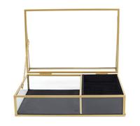 AltoBuy Boîte à Bijoux en Verre Métal Doré et Velours Noir