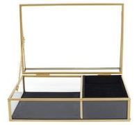 Boîte à Bijoux en Verre Métal Doré et Velours Noir - GLEE