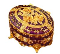 Boîte à bijoux européenne, organisateur de bijoux en métal vintage | Étui de rangement européen ovale - Étui de rangement pour bijoux anciens avec couvercle pour boucles d'oreilles, colliers, bracelet